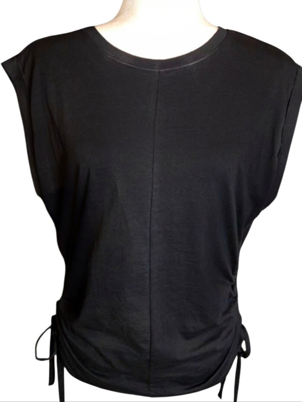 NWT INC International Concepts Black Ruched Drawstring Tunic M